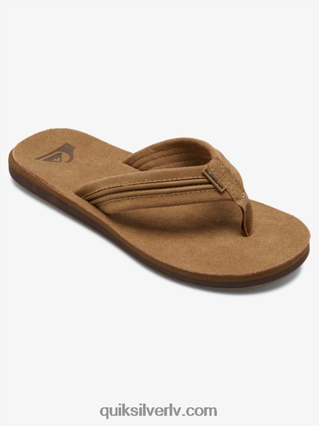 vīriešiem Quiksilver carver ādas sandales iedegums - ciets 88064R1774