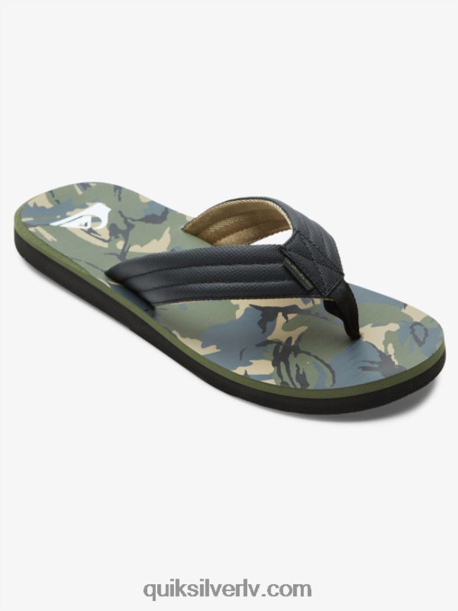 vīriešiem Quiksilver carver print sandales melns/zaļš/pelēks 88064R614