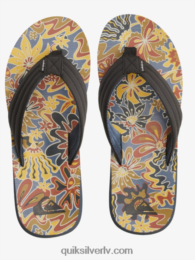 vīriešiem Quiksilver carver print sandales melns/zils/pelēks 88064R615