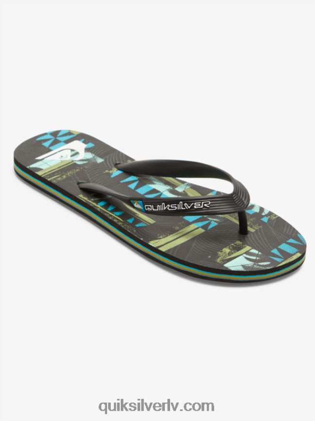 vīriešiem Quiksilver gregg kaplan molokai mākslas flip-flops melns/zils/zaļš 88064R524