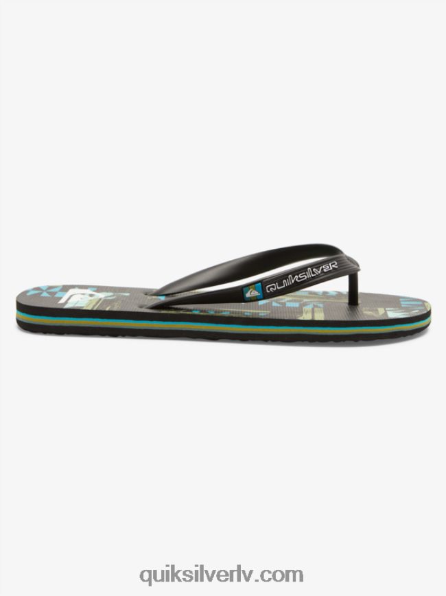 vīriešiem Quiksilver gregg kaplan molokai mākslas flip-flops melns/zils/zaļš 88064R524