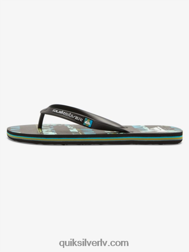 vīriešiem Quiksilver gregg kaplan molokai mākslas flip-flops melns/zils/zaļš 88064R524
