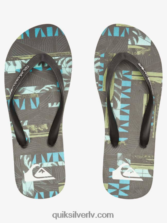 vīriešiem Quiksilver gregg kaplan molokai mākslas flip-flops melns/zils/zaļš 88064R524
