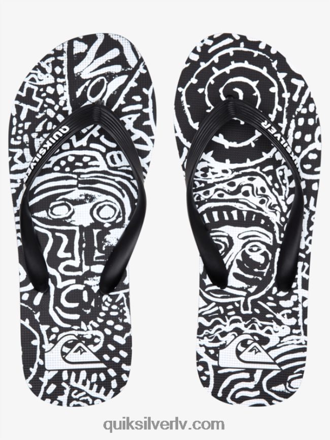 vīriešiem Quiksilver molokai mākslas flip-flops melns balts 88064R525