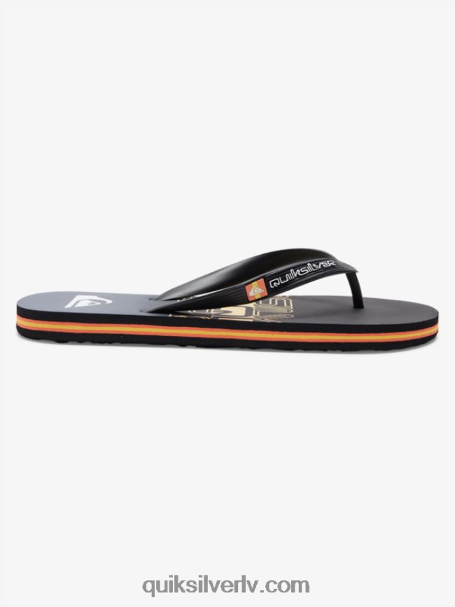 vīriešiem Quiksilver molokai wordblock flip-flops melns/oranžs 88064R1136