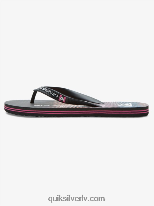 vīriešiem Quiksilver molokai wordblock flip-flops melns/rozā 88064R1137