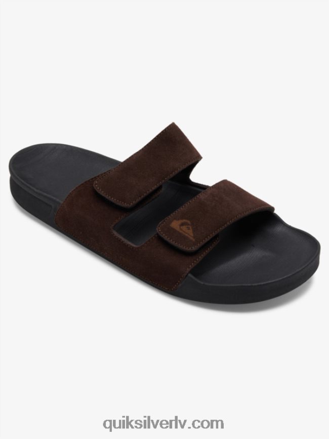 vīriešiem Quiksilver rivi ādas sandales ar dubultu regulēšanu brūns/melns 88064R1287