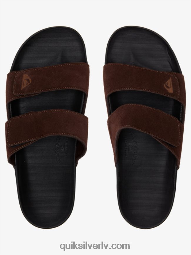 vīriešiem Quiksilver rivi ādas sandales ar dubultu regulēšanu brūns/melns 88064R1287