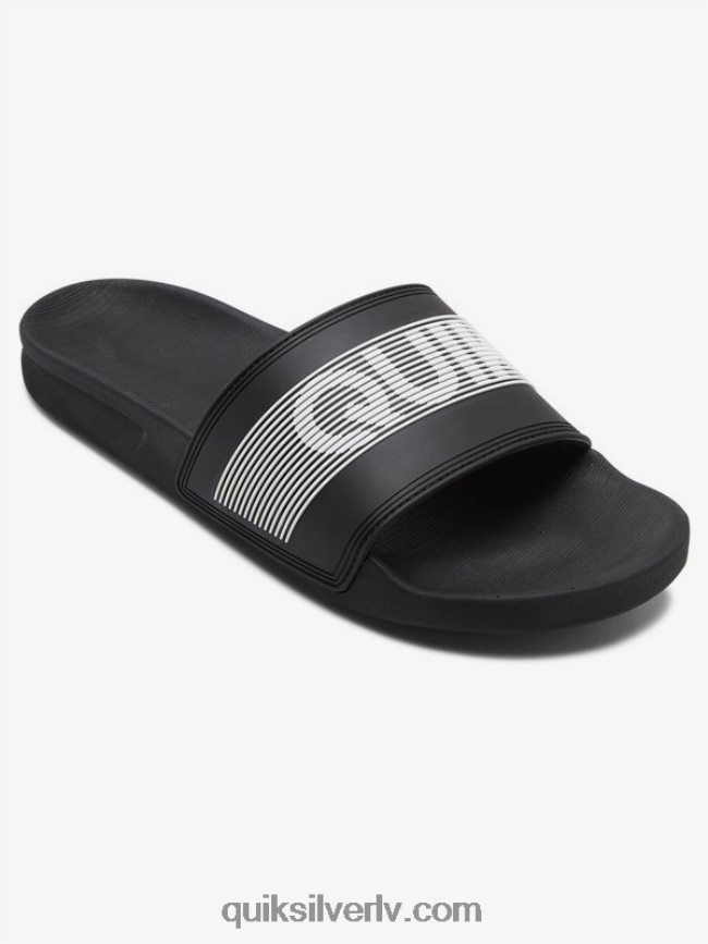 vīriešiem Quiksilver rivi wordmark slide slider sandales melns balts 88064R689