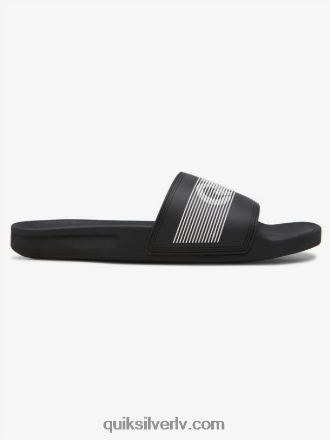 vīriešiem Quiksilver rivi wordmark slide slider sandales melns balts 88064R689