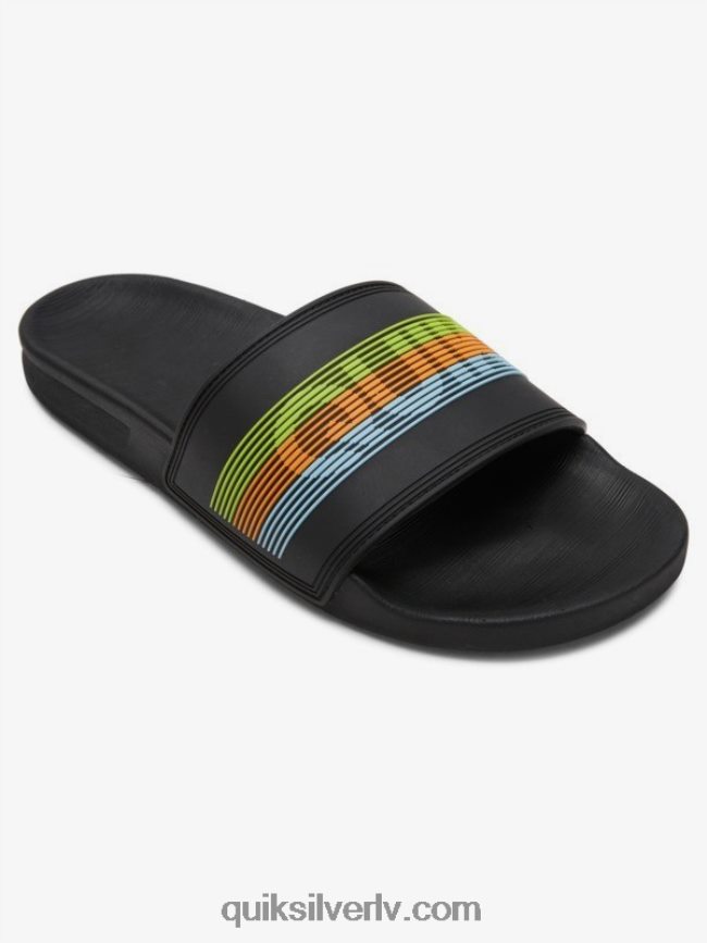 vīriešiem Quiksilver rivi wordmark slide slider sandales melns/oranžs/zils 88064R693