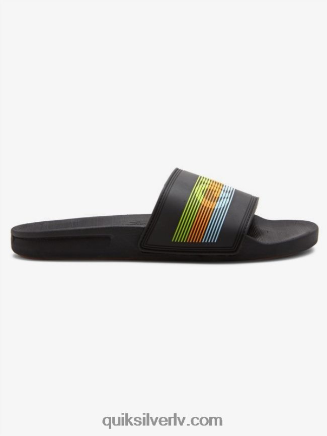 vīriešiem Quiksilver rivi wordmark slide slider sandales melns/oranžs/zils 88064R693