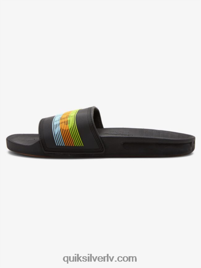 vīriešiem Quiksilver rivi wordmark slide slider sandales melns/oranžs/zils 88064R693