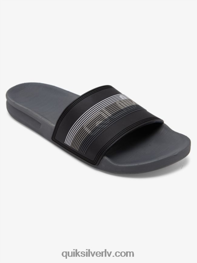 vīriešiem Quiksilver rivi wordmark slide slider sandales melns/pelēks 88064R690