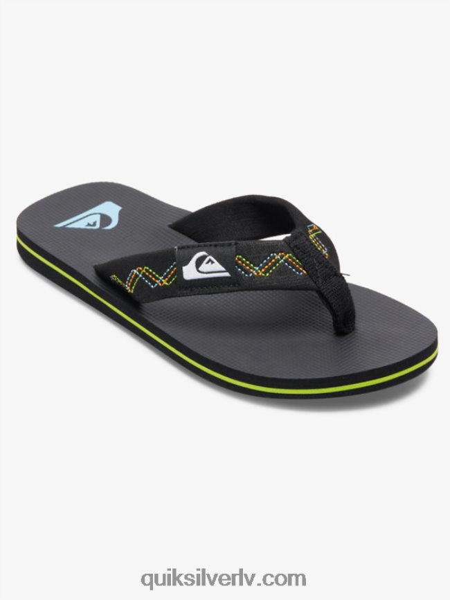 zēni Quiksilver 8-16 molokai izšūtas sandales melns/zaļš 88064R2148