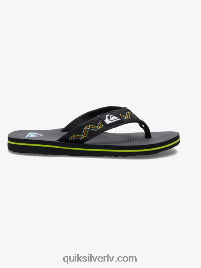 zēni Quiksilver 8-16 molokai izšūtas sandales melns/zaļš 88064R2148