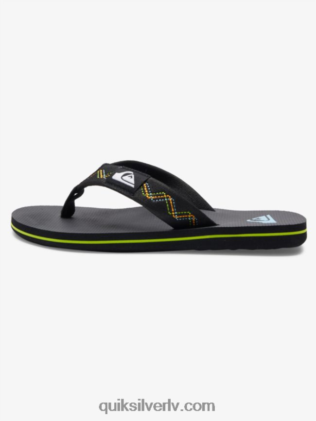 zēni Quiksilver 8-16 molokai izšūtas sandales melns/zaļš 88064R2148
