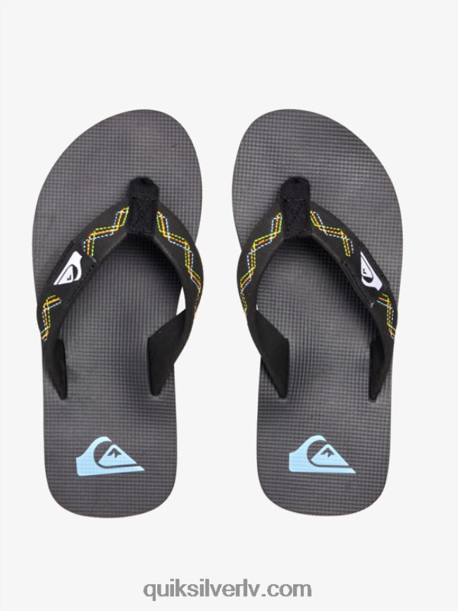 zēni Quiksilver 8-16 molokai izšūtas sandales melns/zaļš 88064R2148
