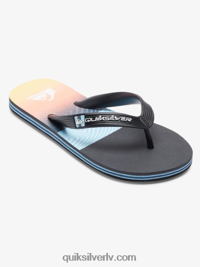 zēni Quiksilver 8-16 molokai paneļu flip-flops melns/oranžs/pelēks 88064R2206
