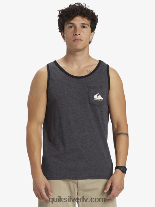 vīriešiem Quiksilver omni kabatas tvertnes t-krekls ogļu virši 88064R555