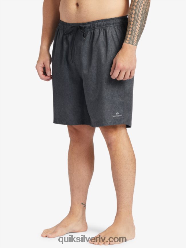 vīriešiem Quiksilver ūdenscilvēks pēc sērfošanas stiepjas 20 abinieku dēļu šorti melnie virši 88064R956