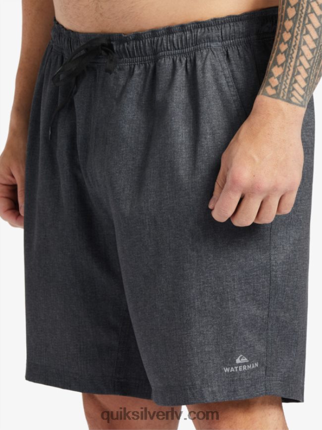 vīriešiem Quiksilver ūdenscilvēks pēc sērfošanas stiepjas 20 abinieku dēļu šorti melnie virši 88064R956