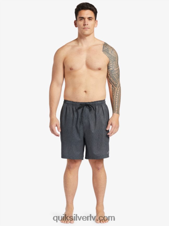 vīriešiem Quiksilver ūdenscilvēks pēc sērfošanas stiepjas 20 abinieku dēļu šorti melnie virši 88064R956
