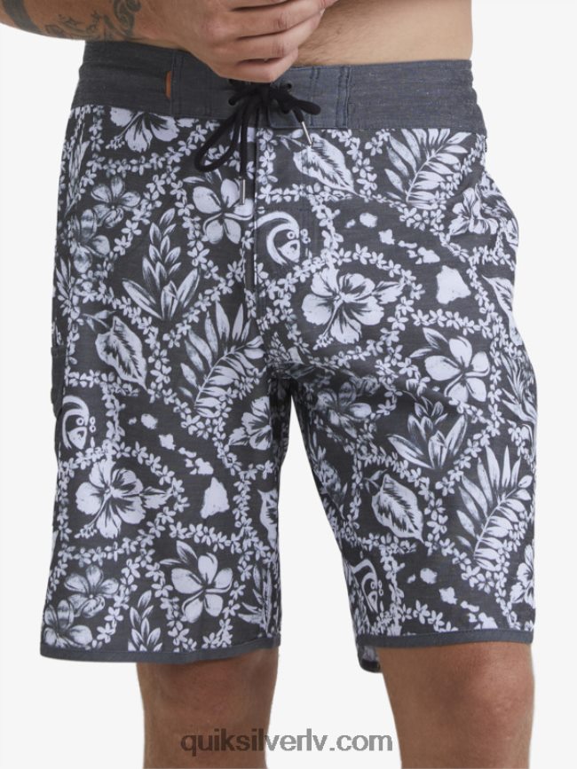 vīriešiem Quiksilver ūdensvīra ierašanās lei 20 ķemmīšgliemeņu dēļu šorti melnā ierašanās lei 88064R1417