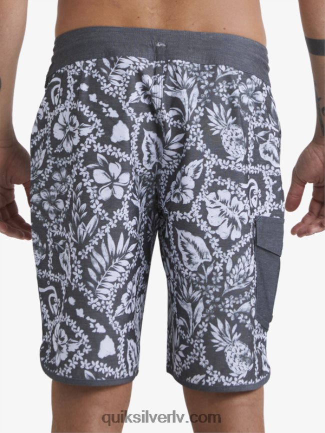 vīriešiem Quiksilver ūdensvīra ierašanās lei 20 ķemmīšgliemeņu dēļu šorti melnā ierašanās lei 88064R1417