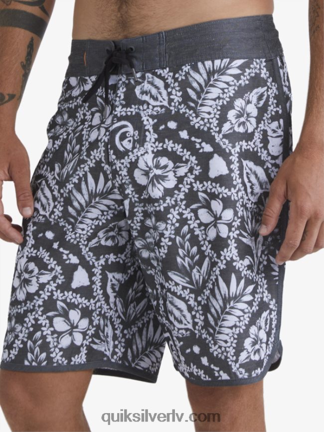 vīriešiem Quiksilver ūdensvīra ierašanās lei 20 ķemmīšgliemeņu dēļu šorti melnā ierašanās lei 88064R1417