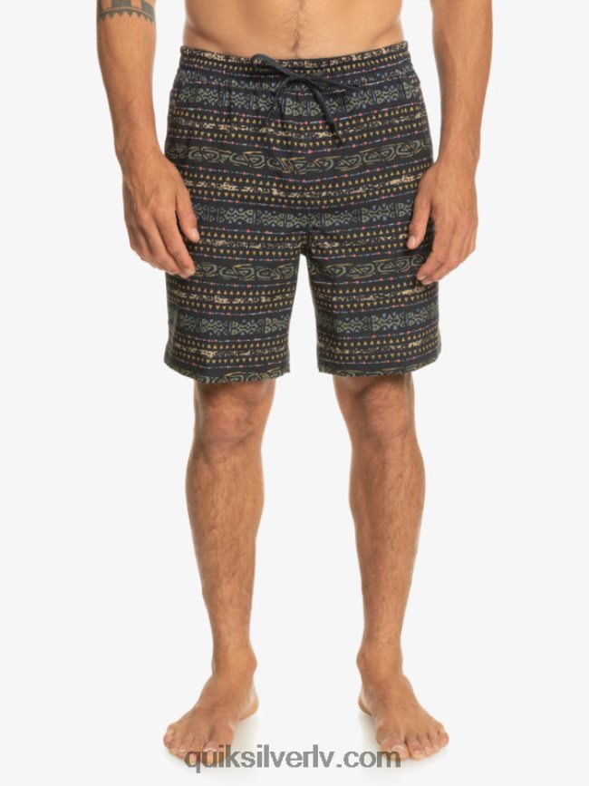 vīriešiem Quiksilver taxer print 18 abinieku borta šorti melns 88064R102