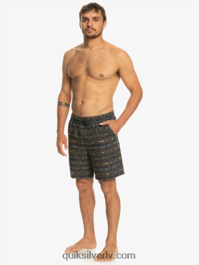 vīriešiem Quiksilver taxer print 18 abinieku borta šorti melns 88064R102