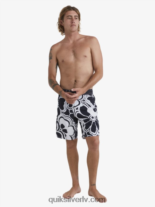 vīriešiem Quiksilver waterman throwback print 19 dēļu šorti melns atvilkums 88064R1436