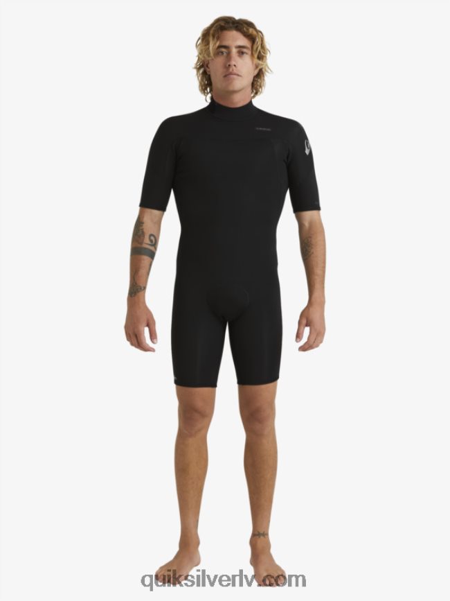 vīriešiem Quiksilver 2/2 mm ikdienas sesijas atsperu tērps ar īsām piedurknēm ar rāvējslēdzēju melns 88064R1432
