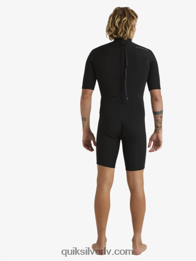 vīriešiem Quiksilver 2/2 mm ikdienas sesijas atsperu tērps ar īsām piedurknēm ar rāvējslēdzēju melns 88064R1432