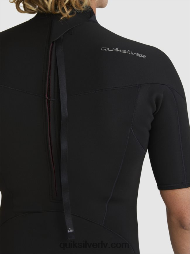 vīriešiem Quiksilver 2/2 mm ikdienas sesijas atsperu tērps ar īsām piedurknēm ar rāvējslēdzēju melns 88064R1432