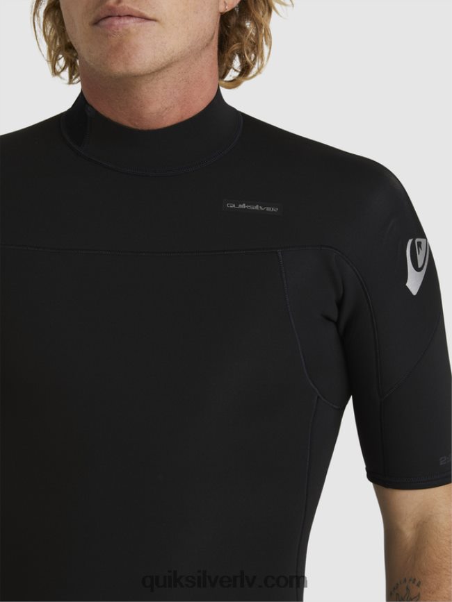 vīriešiem Quiksilver 2/2 mm ikdienas sesijas atsperu tērps ar īsām piedurknēm ar rāvējslēdzēju melns 88064R1432