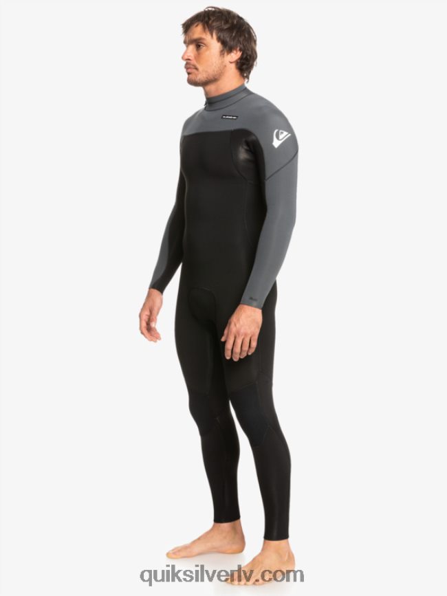 vīriešiem Quiksilver 3/2 ikdienas sesijas hidrotērps ar rāvējslēdzēju melns / ieroču metāls 88064R926