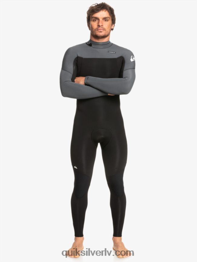 vīriešiem Quiksilver 3/2 ikdienas sesijas hidrotērps ar rāvējslēdzēju melns / ieroču metāls 88064R926