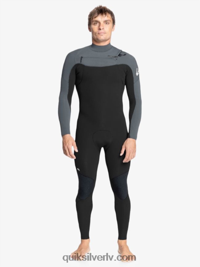 vīriešiem Quiksilver 3/2 ikdienas sesiju hidrotērps ar rāvējslēdzēju melns / ieroču metāls 88064R1279