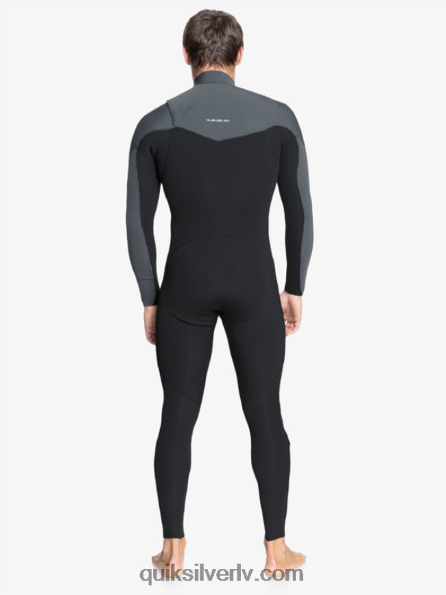 vīriešiem Quiksilver 3/2 ikdienas sesiju hidrotērps ar rāvējslēdzēju melns / ieroču metāls 88064R1279