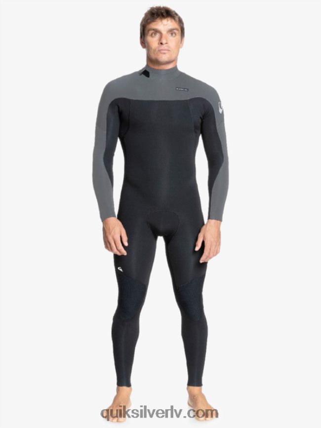 vīriešiem Quiksilver 4/3 ikdienas sesiju hidrotērps ar rāvējslēdzēju melns / ieroču metāls 88064R1173