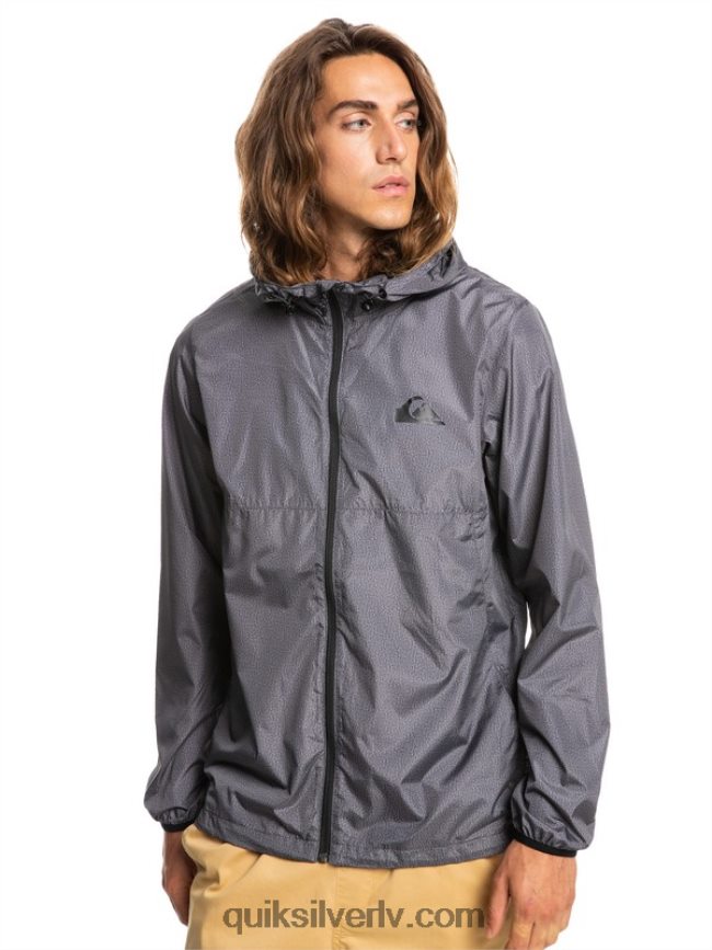 vīriešiem Quiksilver ikdienas vējjaka jaka tumši pelēki virši 88064R1011