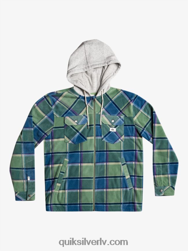 vīriešiem Quiksilver super uzbriest vilnas jaka ar kapuci ar rāvējslēdzēju Provansas zilā flaneļa pleds 88064R1473