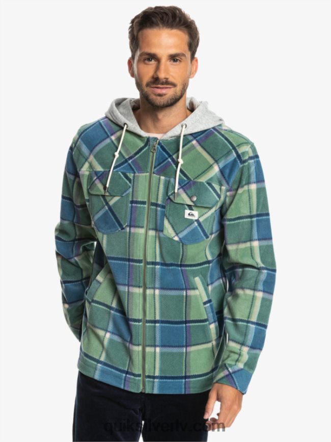 vīriešiem Quiksilver super uzbriest vilnas jaka ar kapuci ar rāvējslēdzēju Provansas zilā flaneļa pleds 88064R1473
