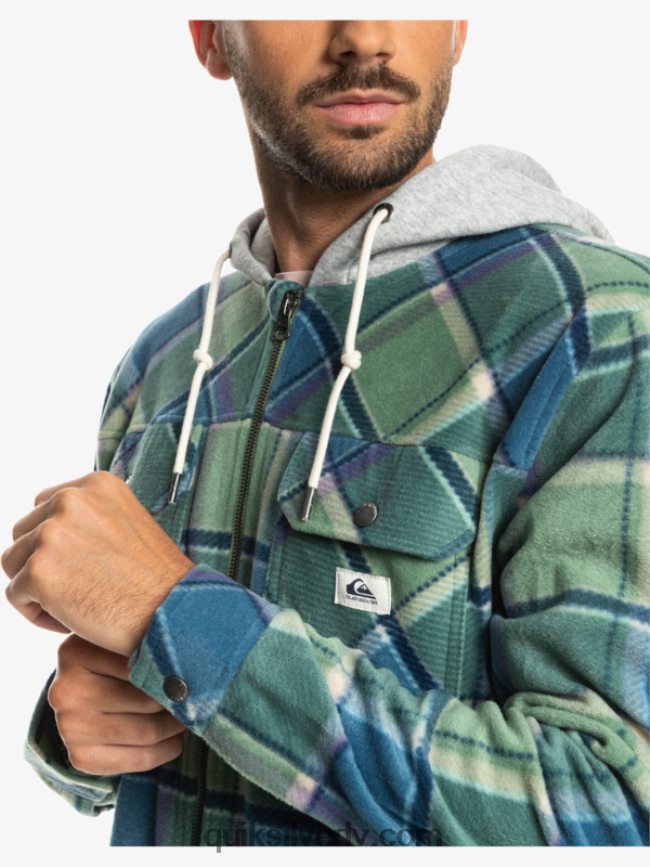 vīriešiem Quiksilver super uzbriest vilnas jaka ar kapuci ar rāvējslēdzēju Provansas zilā flaneļa pleds 88064R1473