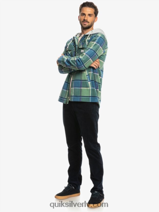 vīriešiem Quiksilver super uzbriest vilnas jaka ar kapuci ar rāvējslēdzēju Provansas zilā flaneļa pleds 88064R1473
