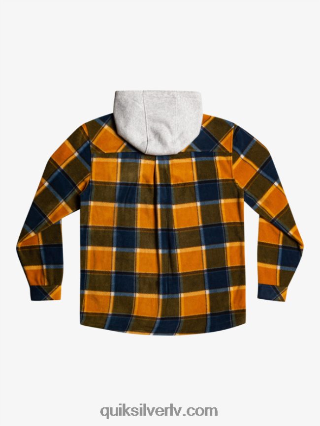 vīriešiem Quiksilver super uzbriest vilnas jaka ar kapuci ar rāvējslēdzēju buks brūns flaneļa pleds 88064R1474