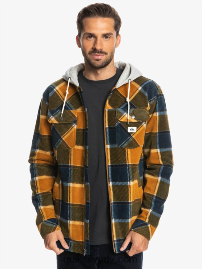 vīriešiem Quiksilver super uzbriest vilnas jaka ar kapuci ar rāvējslēdzēju buks brūns flaneļa pleds 88064R1474