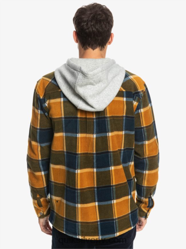vīriešiem Quiksilver super uzbriest vilnas jaka ar kapuci ar rāvējslēdzēju buks brūns flaneļa pleds 88064R1474